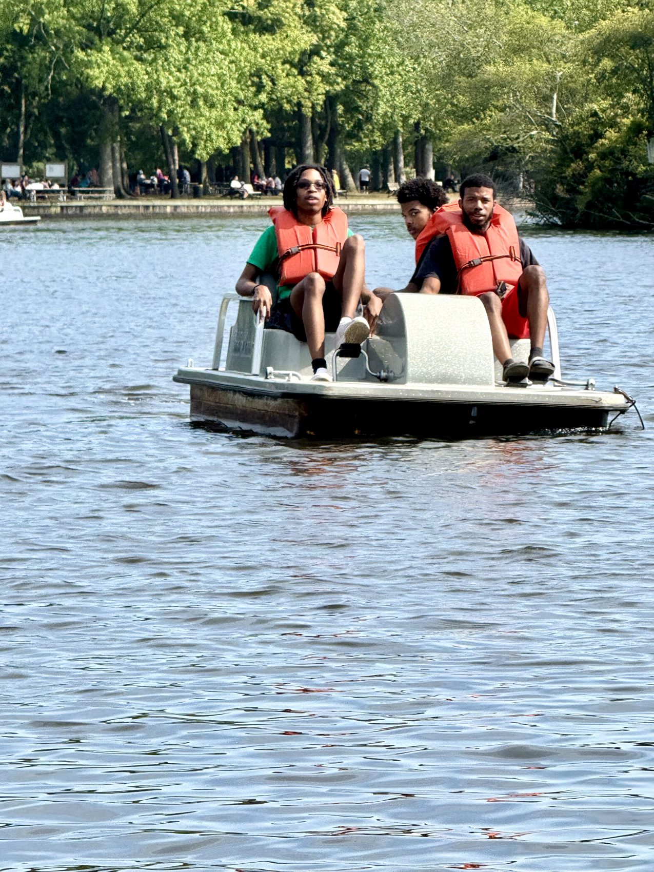 Church family on a boat at the summer picnic